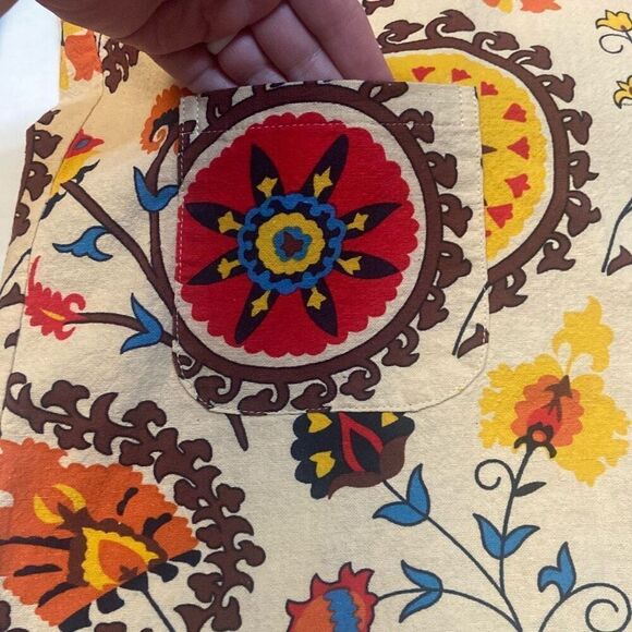 Emery Rose Tan Colorful Floral Boho Bohemian Long Sleeve Tunic Women Size Small - Picture 9 of 12